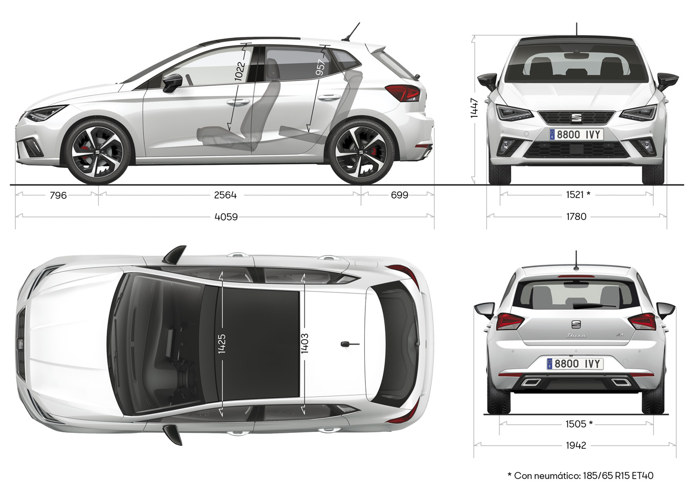 SEAT Ibiza afmetingen