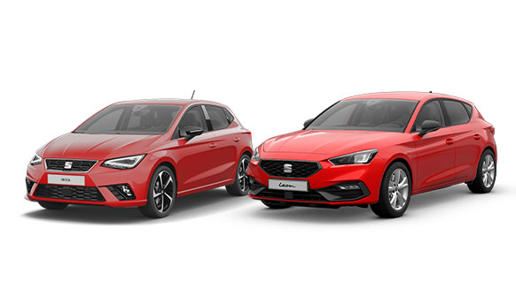 Zijaanzicht render van een rode SEAT Ibiza