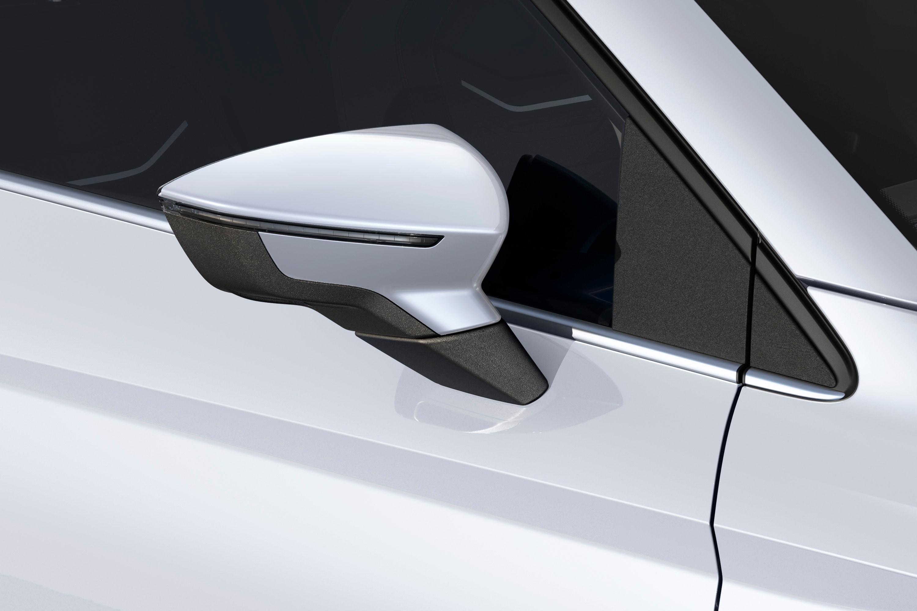 Seat Leon in Glacial White met een speciale metallic afwerking, van dichtbij.
