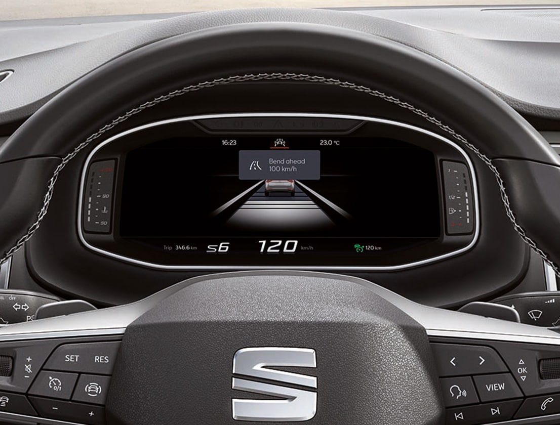 Close-up van virtual cockpit in de SEAT Ateca