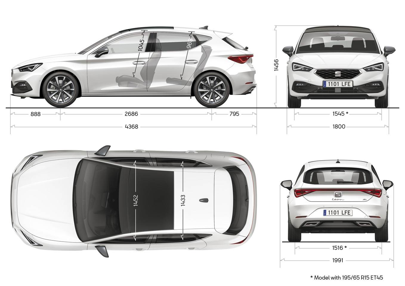Afmetingen van de SEAT Leon