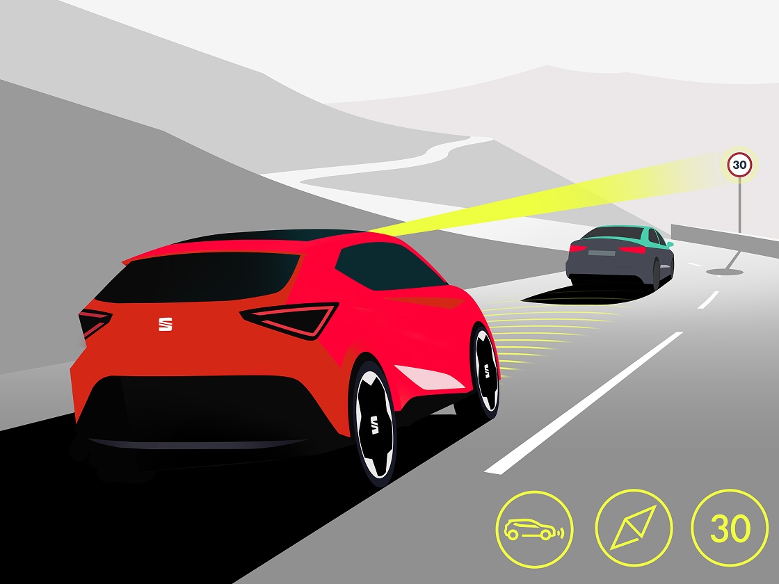 De SEAT Arona 2025 met voorspellende Adaptive Cruise Control.