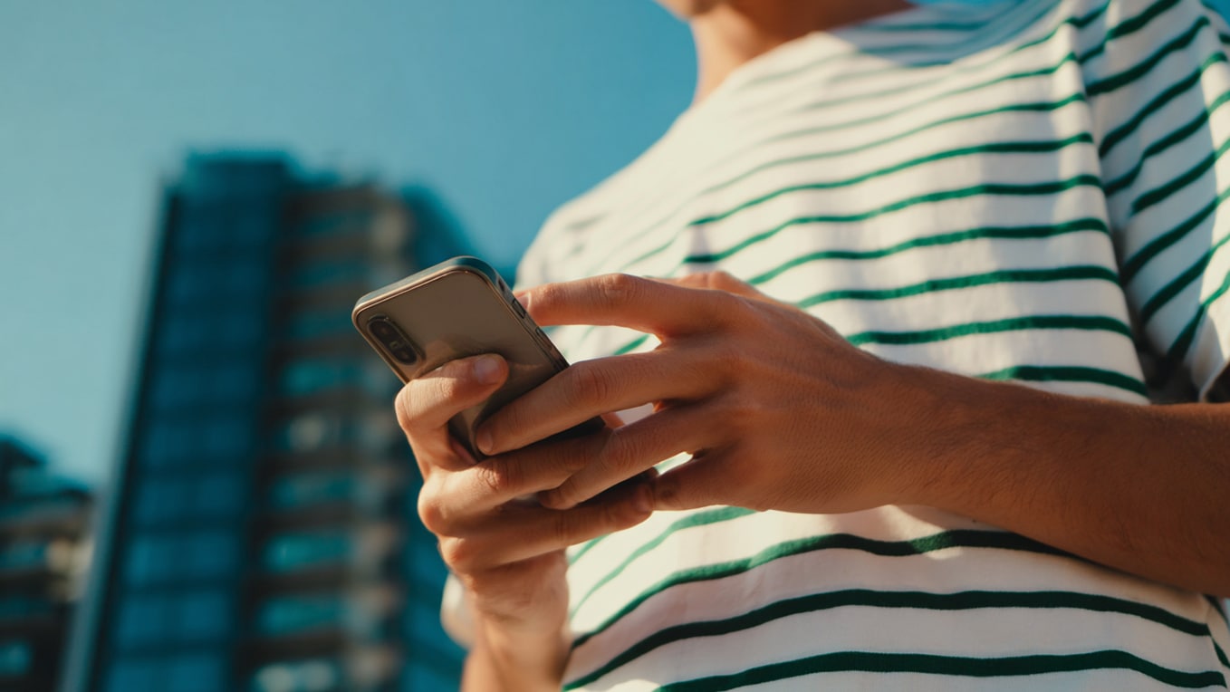 Een man gebruikt zijn smartphone om te laten zien hoe makkelijk je op afstand toegang hebt tot de auto, dankzij de My SEAT App.
