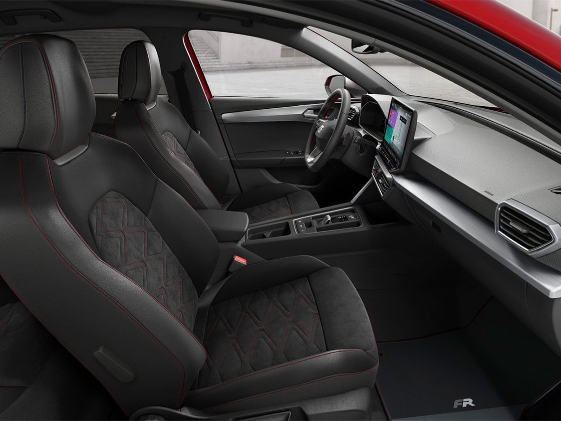 Interieur van de SEAT Leon met Dynamic® sportstoelen