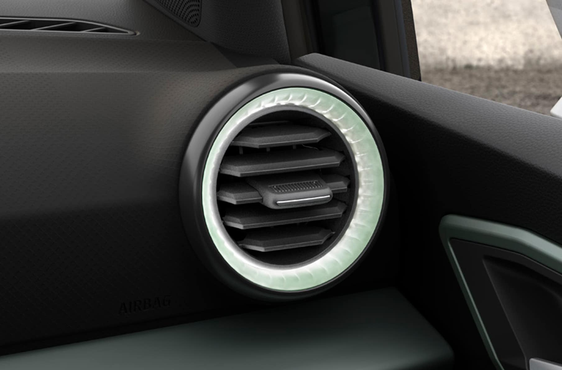 Close-up van LED luchtroosteromlijsting in de SEAT Arona
